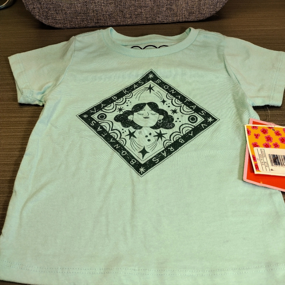 Girl's Blue/Teal JZD Vibras Bonita Short Sleeve T-Shirt Latino Heritage Size 2T